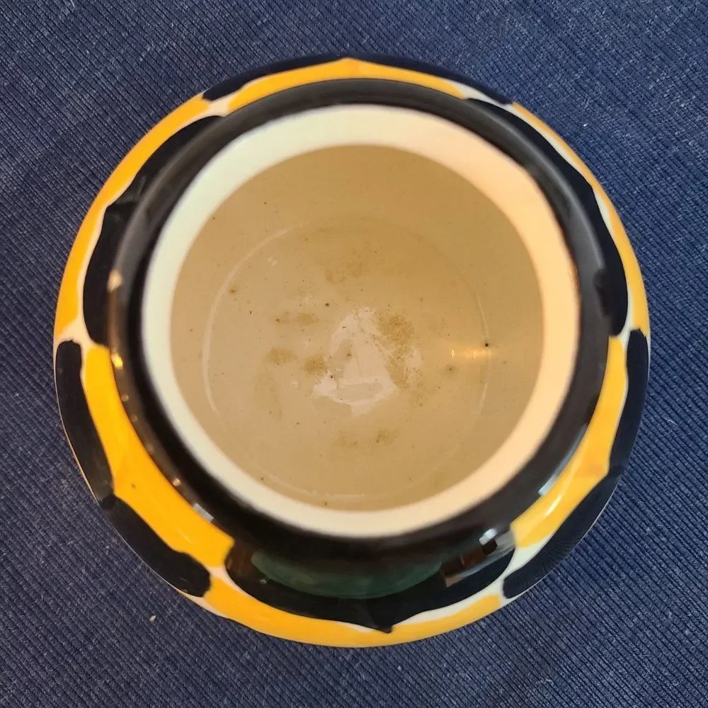 Bavarian Pottery Ceramic Pot Hand Painted Underglazed Signed 134/150 Chevron